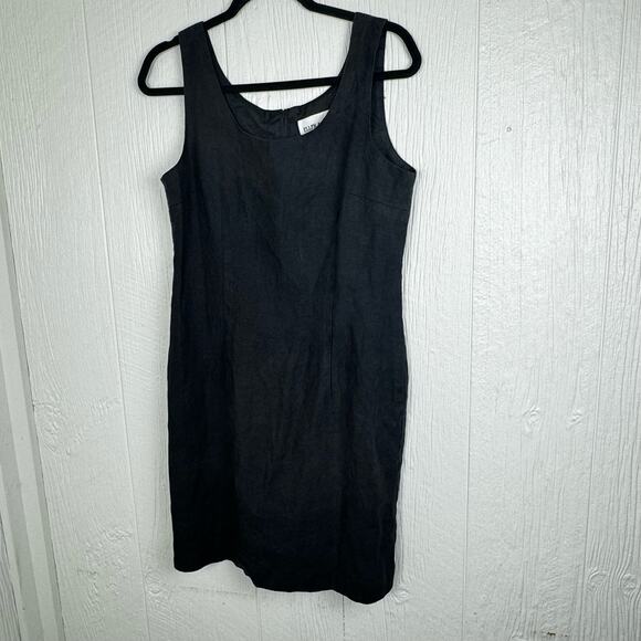 Ellen Ashley 100% Linen Black Dress Vintage Sheath Dress Size 10 Minimalist - Picture 3 of 5